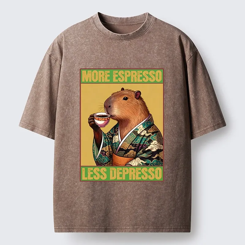 Tokyo-Tiger Capybara Coffee Break Washed T-Shirt