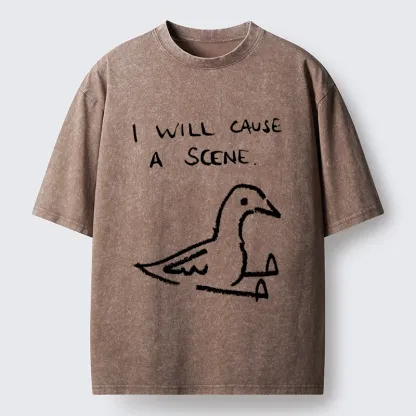 Tokyo-Tiger Pigeon Cause Trouble Meme Washed T-Shirt