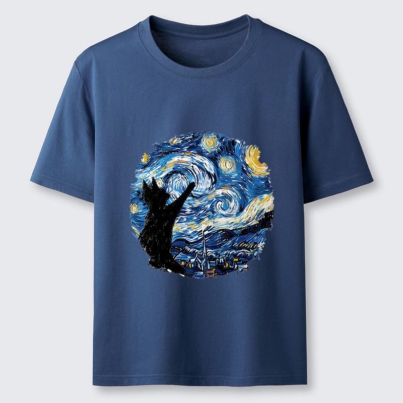 Tokyo-Tiger Starry Night Black Cat Classic T-Shirt