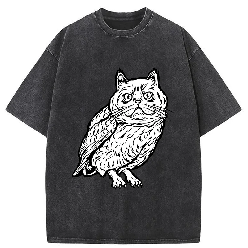 Tokyo-Tiger Cute Japanese Owl Washed T-Shirt