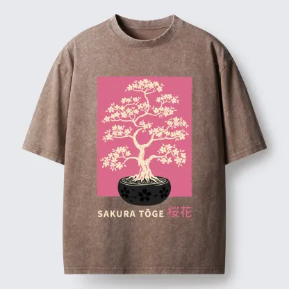 Tokyo-Tiger Sakura Bonsai Washed T-Shirt