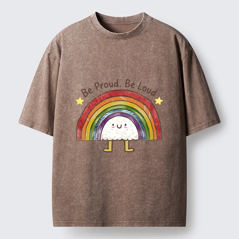Tokyo-Tiger Rainbow Rice Ball Pride Art Washed T-Shirt