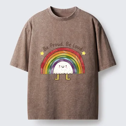 Tokyo-Tiger Rainbow Rice Ball Pride Art Washed T-Shirt