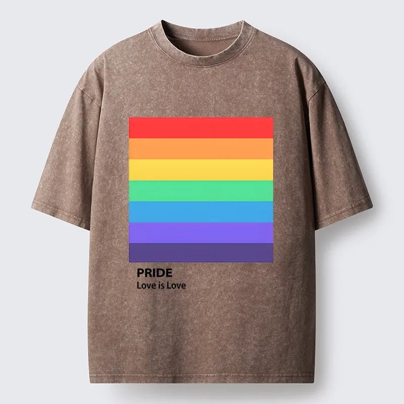 Tokyo-Tiger Pride Month Rainbow Flag Art Washed T-Shirt