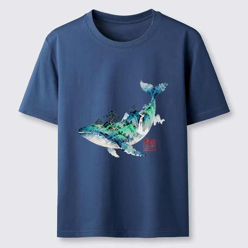 Tokyo-Tiger Whale Ink Painting Landscape Classic T-Shirt