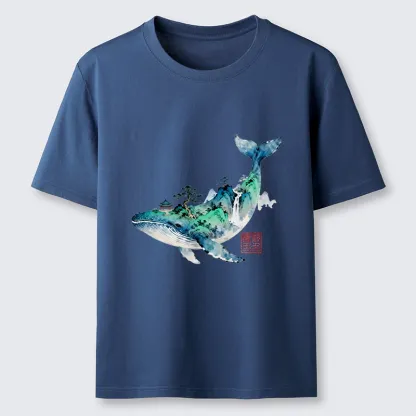 Tokyo-Tiger Whale Ink Painting Landscape Classic T-Shirt
