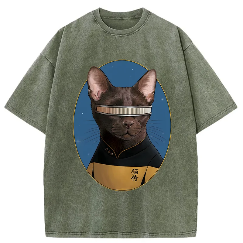 Tokyo-Tiger Star Cat Waiter Washed T-Shirt