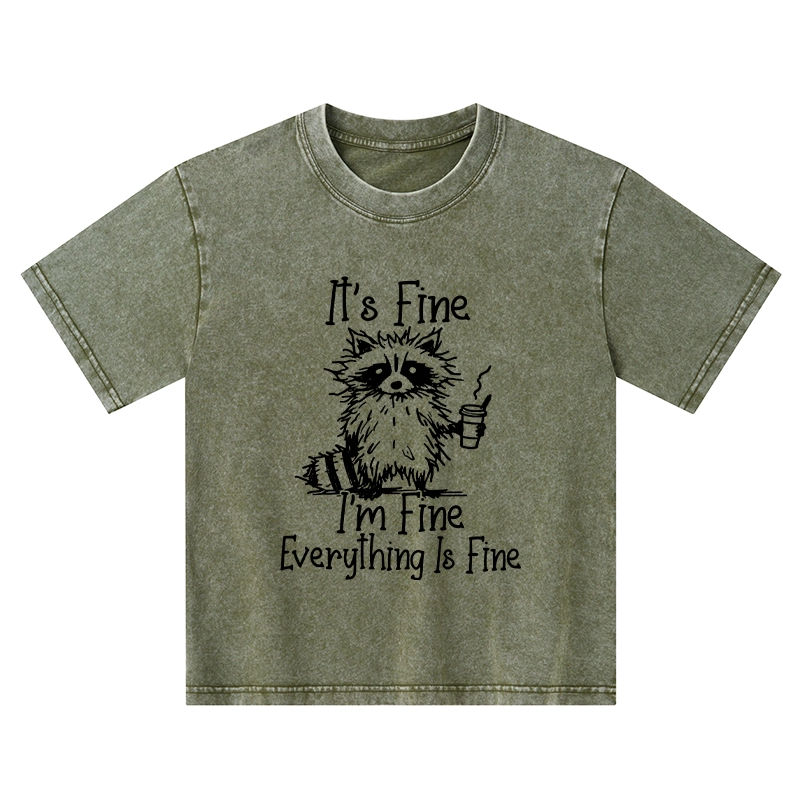 Tokyo-Tiger Raccoon Fine Meme Kids Washed T-Shirt