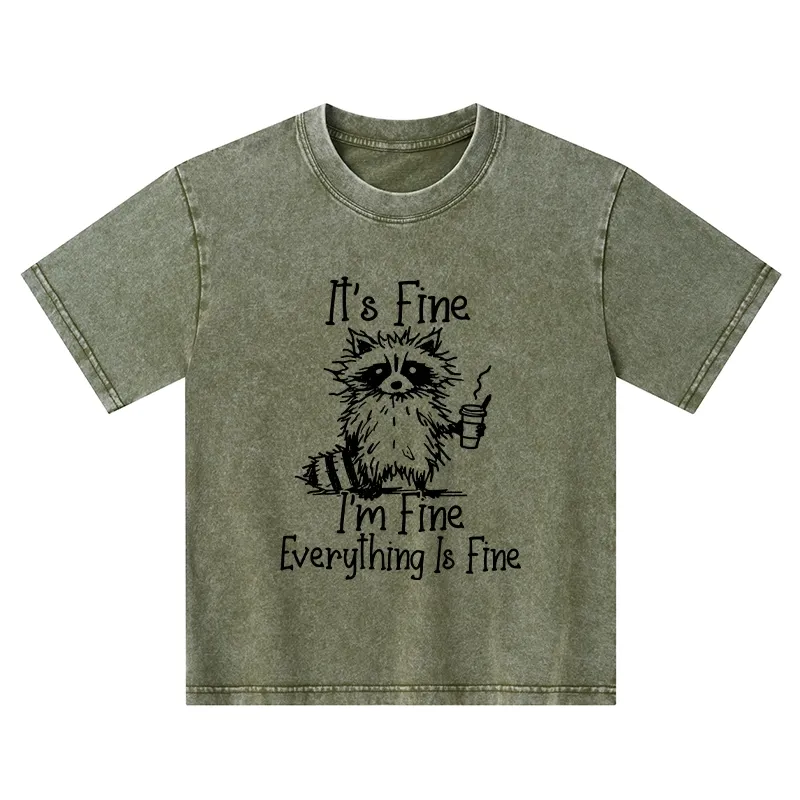 Tokyo-Tiger Raccoon Fine Meme Kids Washed T-Shirt