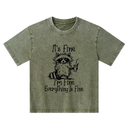 Tokyo-Tiger Raccoon Fine Meme Kids Washed T-Shirt