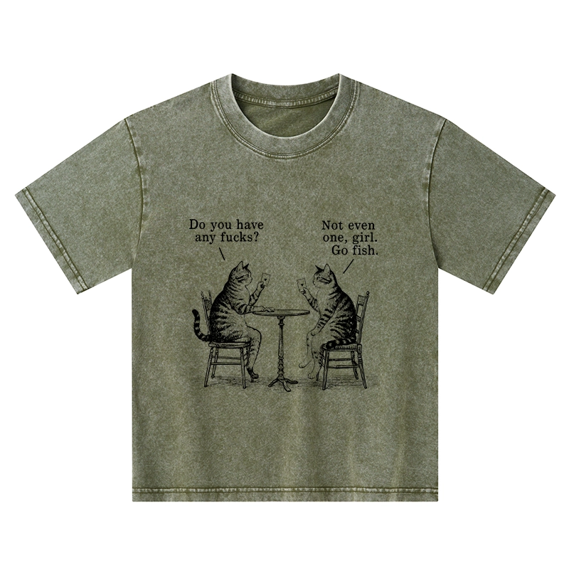 Tokyo-Tiger Cat Poker Night Kids Washed T-Shirt