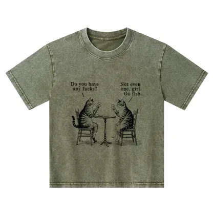 Tokyo-Tiger Cat Poker Night Kids Washed T-Shirt