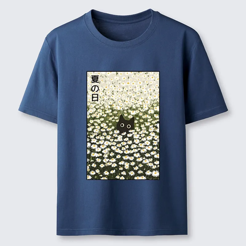 Tokyo-Tiger Summer Day Daisies Black Cat Classic T-Shirt