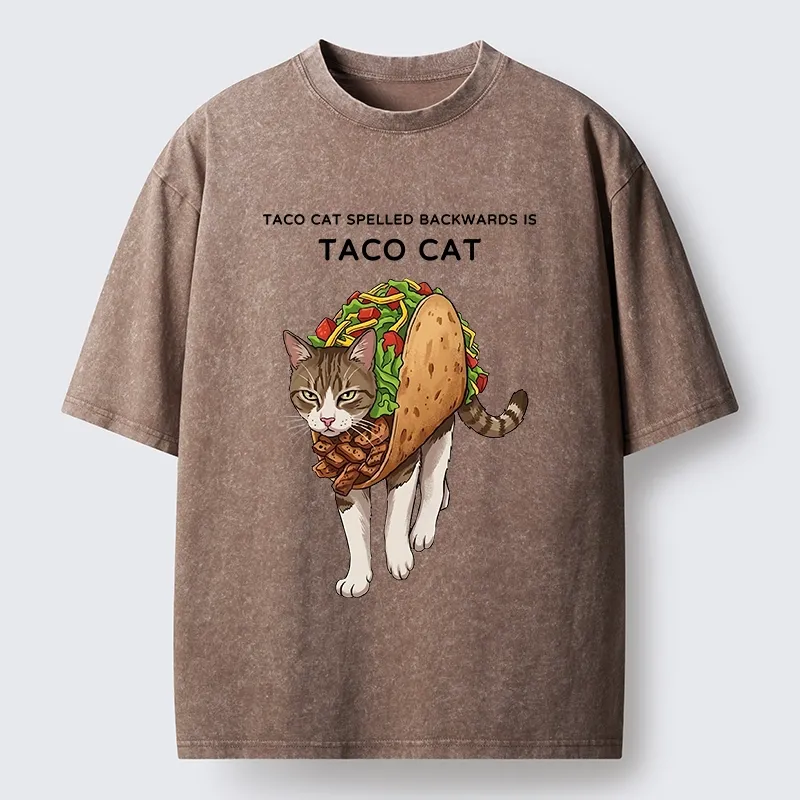 Tokyo-Tiger Cat In A Taco Shell Washed T-Shirt