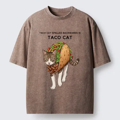 Tokyo-Tiger Cat In A Taco Shell Washed T-Shirt