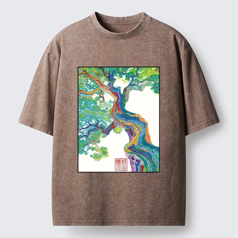 Tokyo-Tiger Colorful Magic Tree Washed T-Shirt