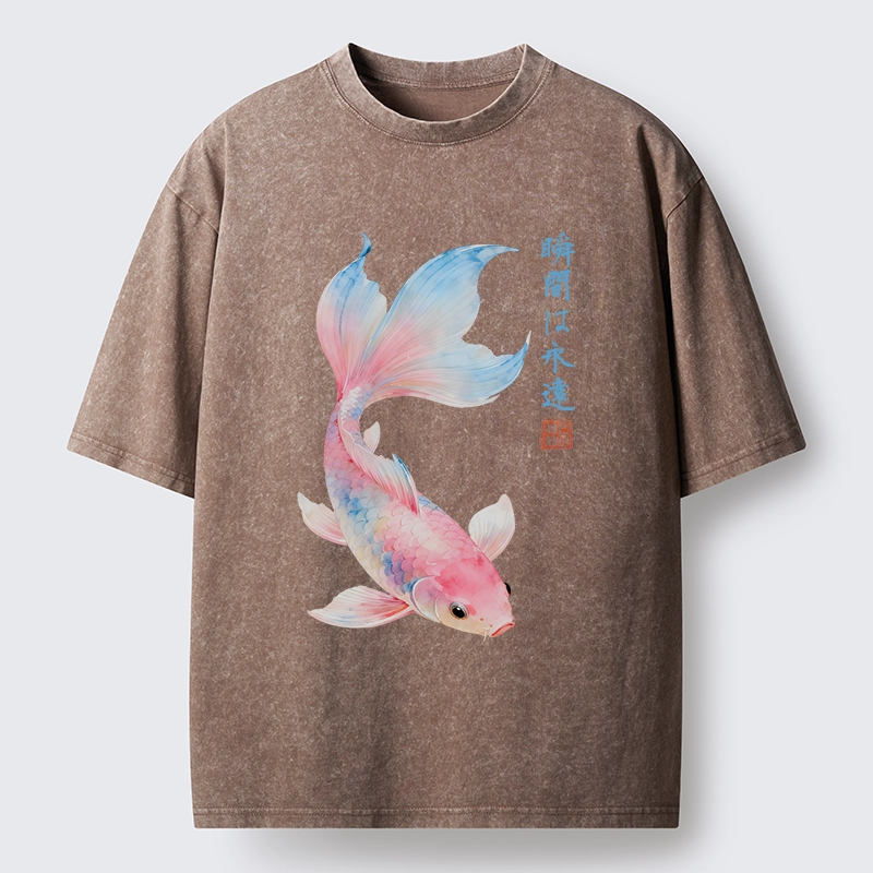 Tokyo-Tiger Koi Fish Dreamy Hues Washed T-Shirt