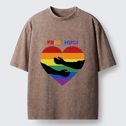 Tokyo-Tiger Spread Love With Free Hugs Washed T-Shirt
