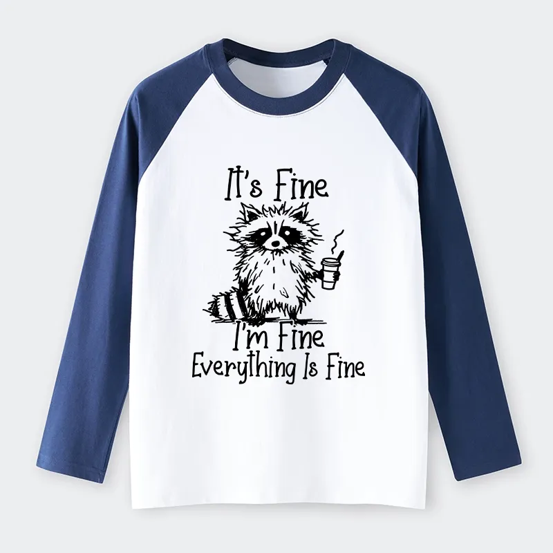 Tokyo-Tiger Raccoon Fine Meme Raglan Long Sleeve T-shirt