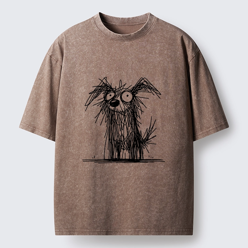 Tokyo-Tiger Scruffy Dog Chaos Funny Washed T-Shirt