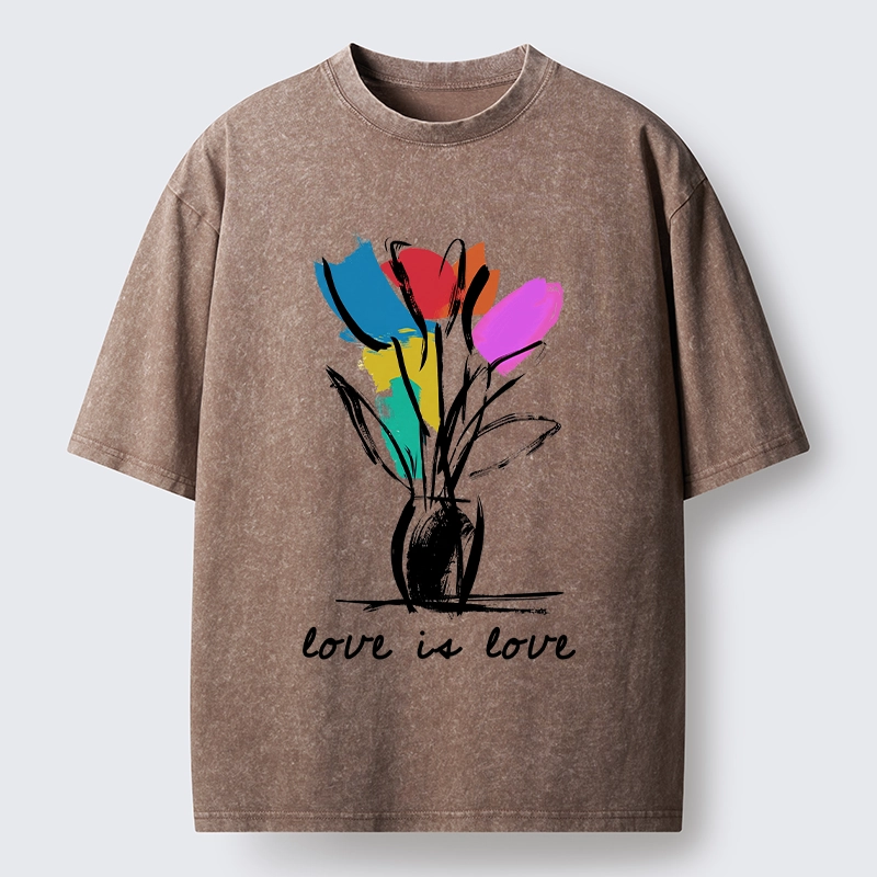 Tokyo-Tiger Pride Tulip Love Is Love Washed T-Shirt
