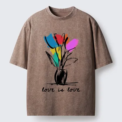 Tokyo-Tiger Pride Tulip Love Is Love Washed T-Shirt