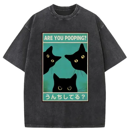 Tokyo-Tiger Cats Watching You Poop Washed T-Shirt