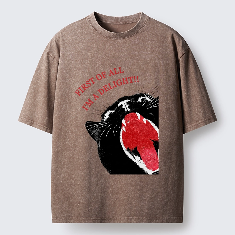 Tokyo-Tiger Funny Cat Yelling Quote Meme Washed T-Shirt