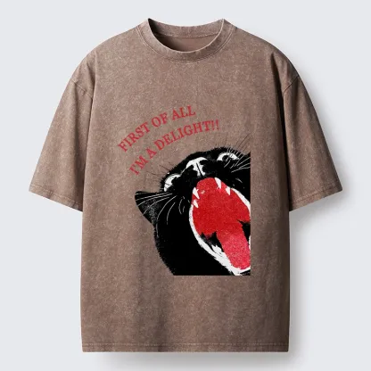 Tokyo-Tiger Funny Cat Yelling Quote Meme Washed T-Shirt