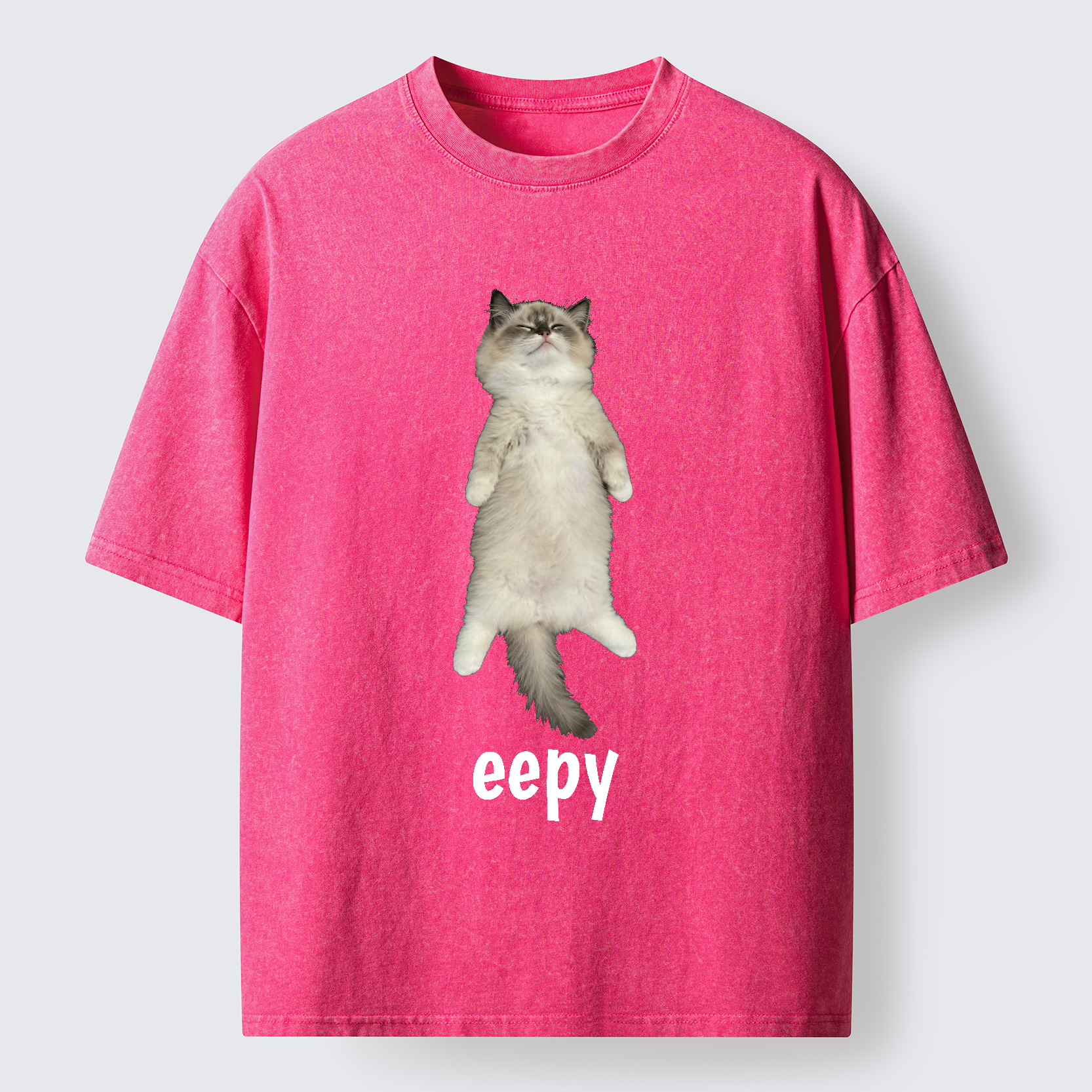 Tokyo-Tiger Cute Eepy Cat Washed T-Shirt