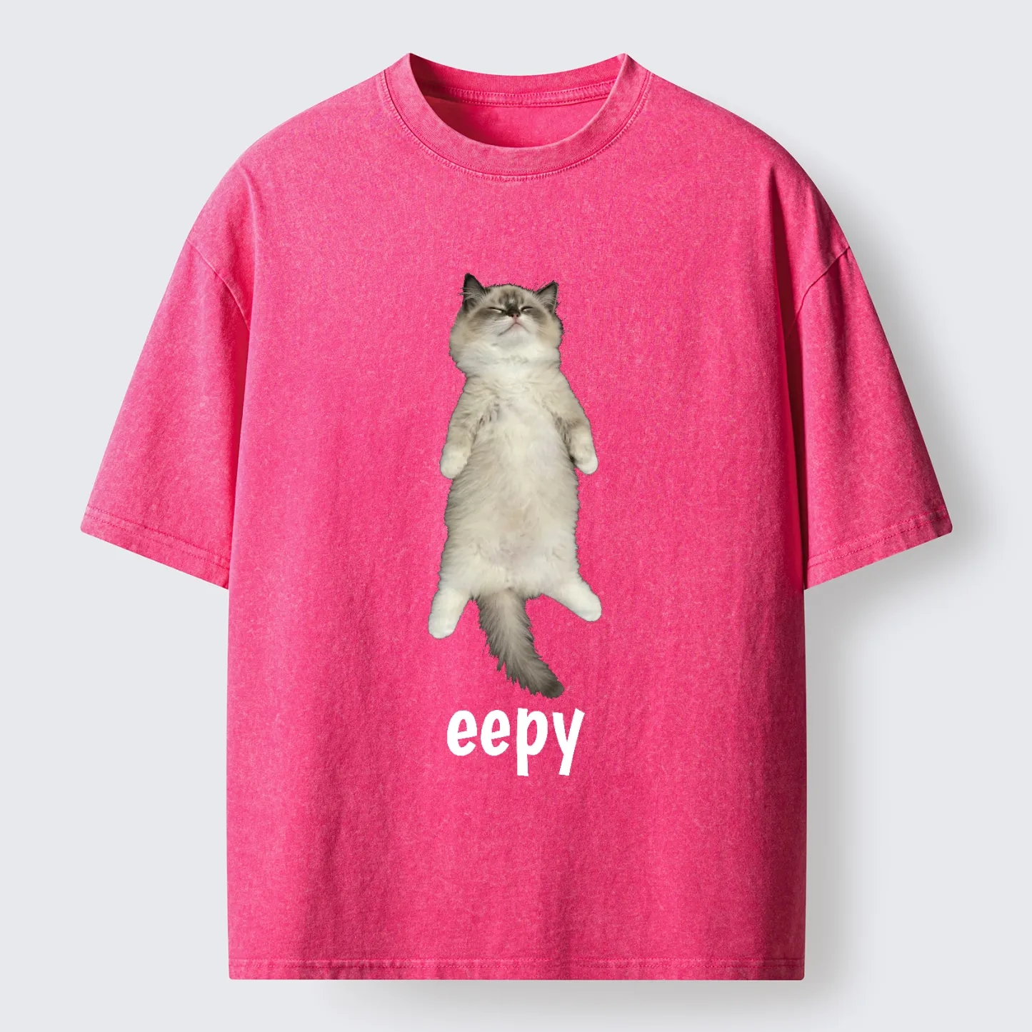Tokyo-Tiger Cute Eepy Cat Washed T-Shirt