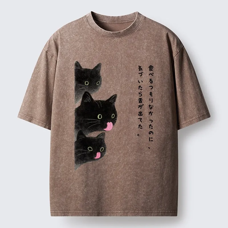 Tokyo-Tiger Cats Who Forgot They Stuck Tongues Out Washed T-Shirt