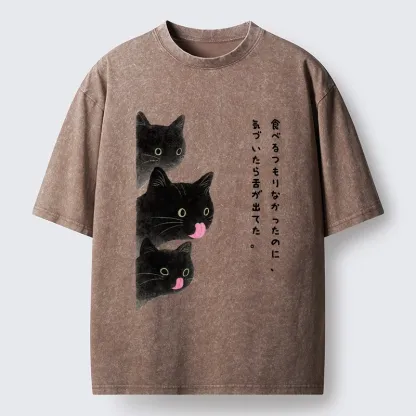 Tokyo-Tiger Cats Who Forgot They Stuck Tongues Out Washed T-Shirt