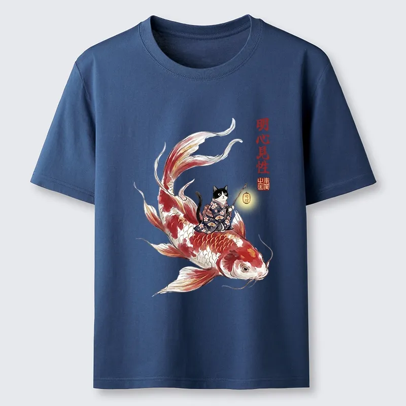 Tokyo-Tiger Cute Kimono Cat On Koi Fish Classic T-Shirt
