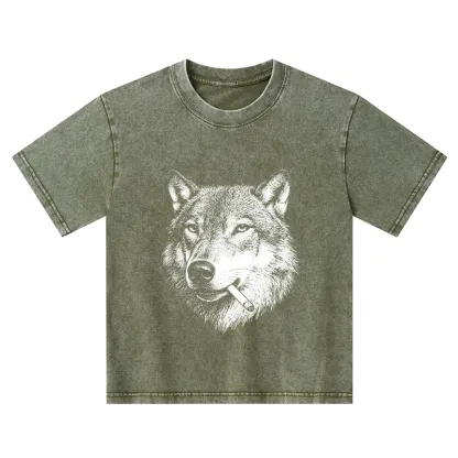 Tokyo-Tiger Cool Wolf Meme Bad Decisions Pending Kids Washed T-Shirt