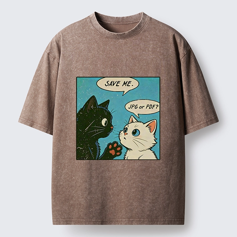 Tokyo-Tiger Black White Cat Office Meme Washed T-Shirt