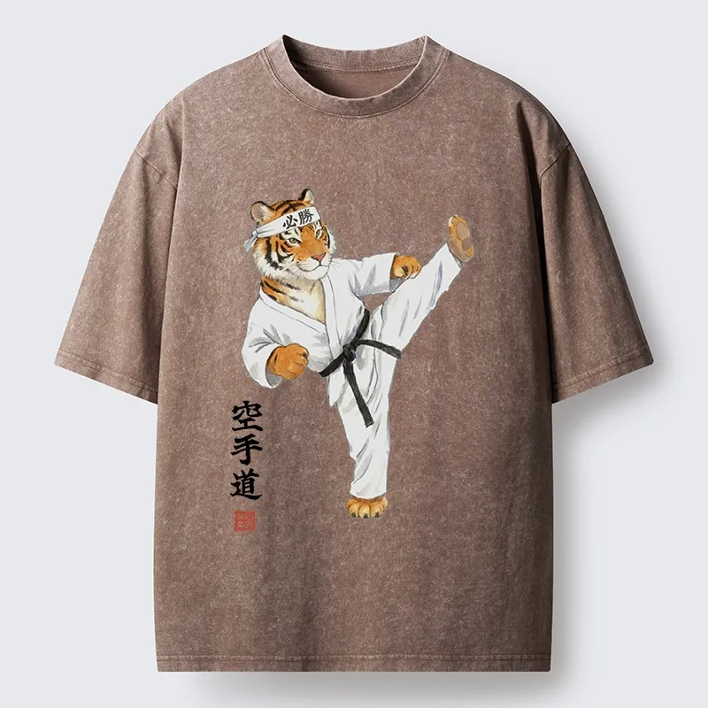Tokyo-Tiger Karate Kick Tiger Washed T-Shirt