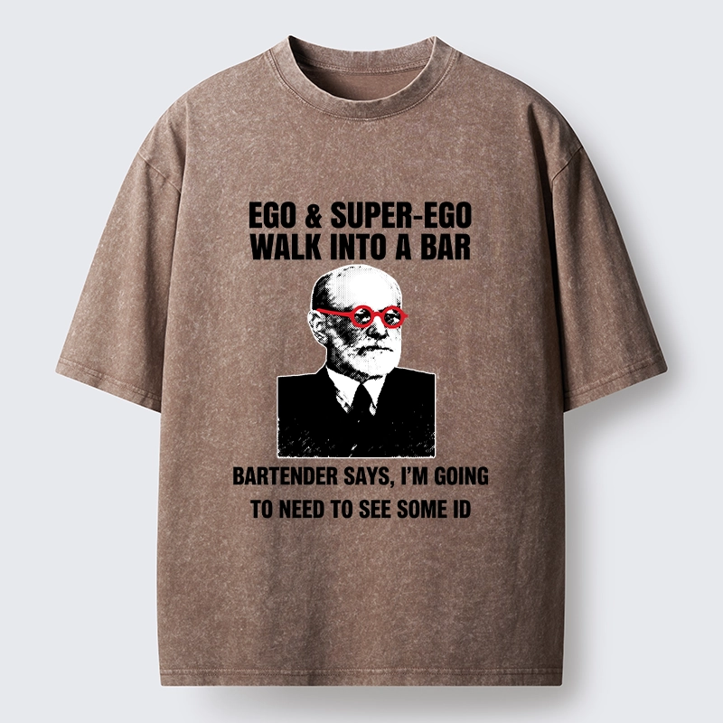 Tokyo-Tiger Funny Psychology Bar Joke Washed T-Shirt