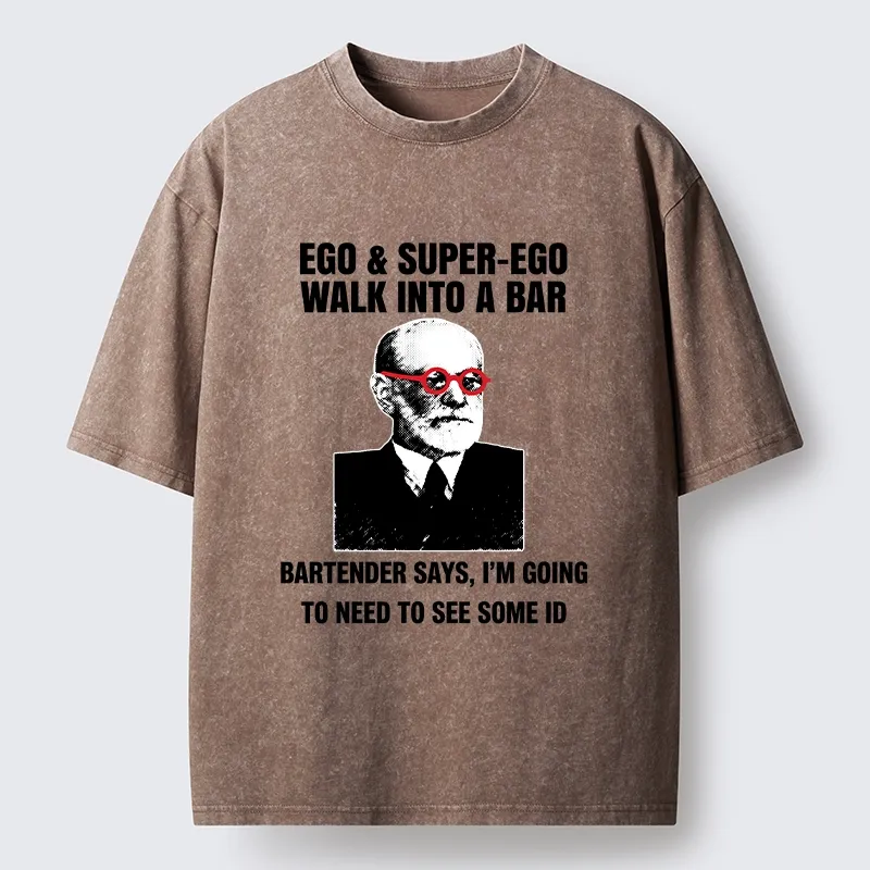 Tokyo-Tiger Funny Psychology Bar Joke Washed T-Shirt