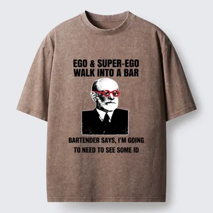 Tokyo-Tiger Funny Psychology Bar Joke Washed T-Shirt