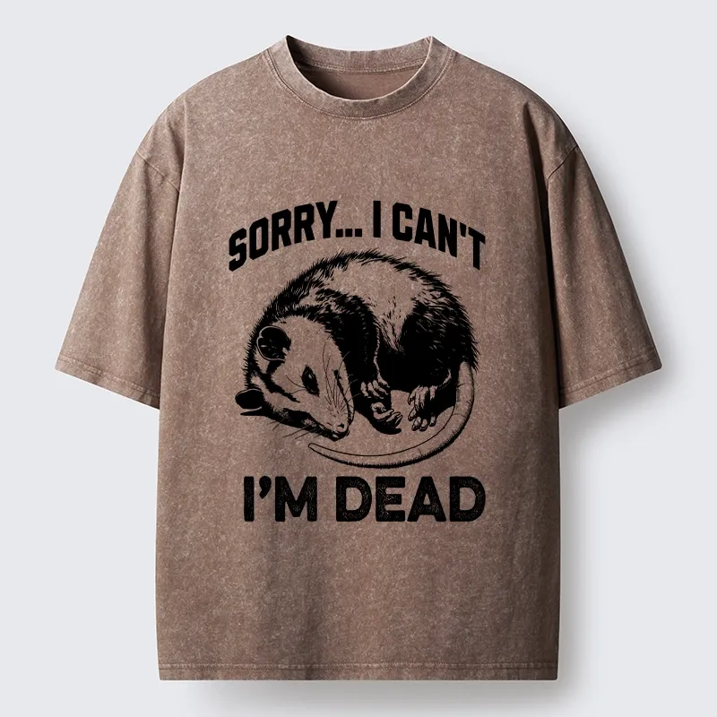 Tokyo-Tiger Funny Opossum Playing Dead Washed T-Shirt