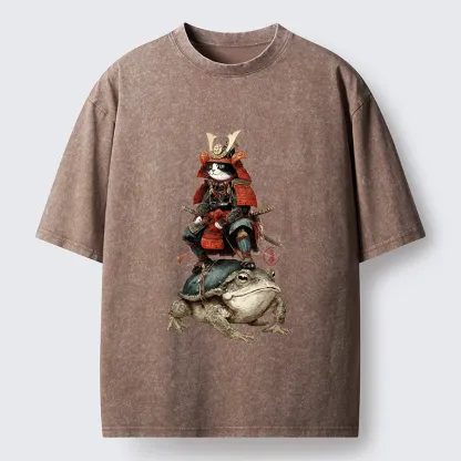 Tokyo-Tiger Japanese Samurai Cat Warrior Washed T-Shirt
