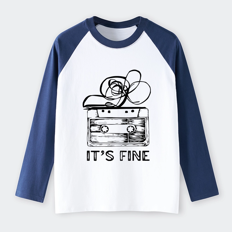 Tokyo-Tiger Cassette Fine Meme Raglan Long Sleeve T-shirt