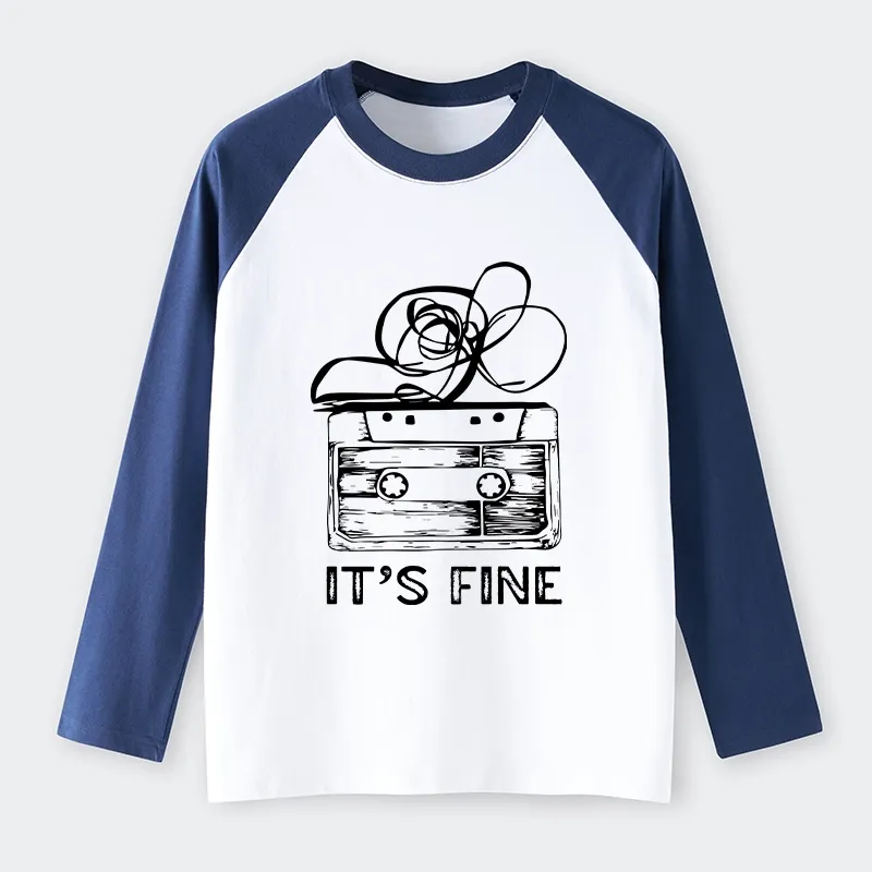 Tokyo-Tiger Cassette Fine Meme Raglan Long Sleeve T-shirt