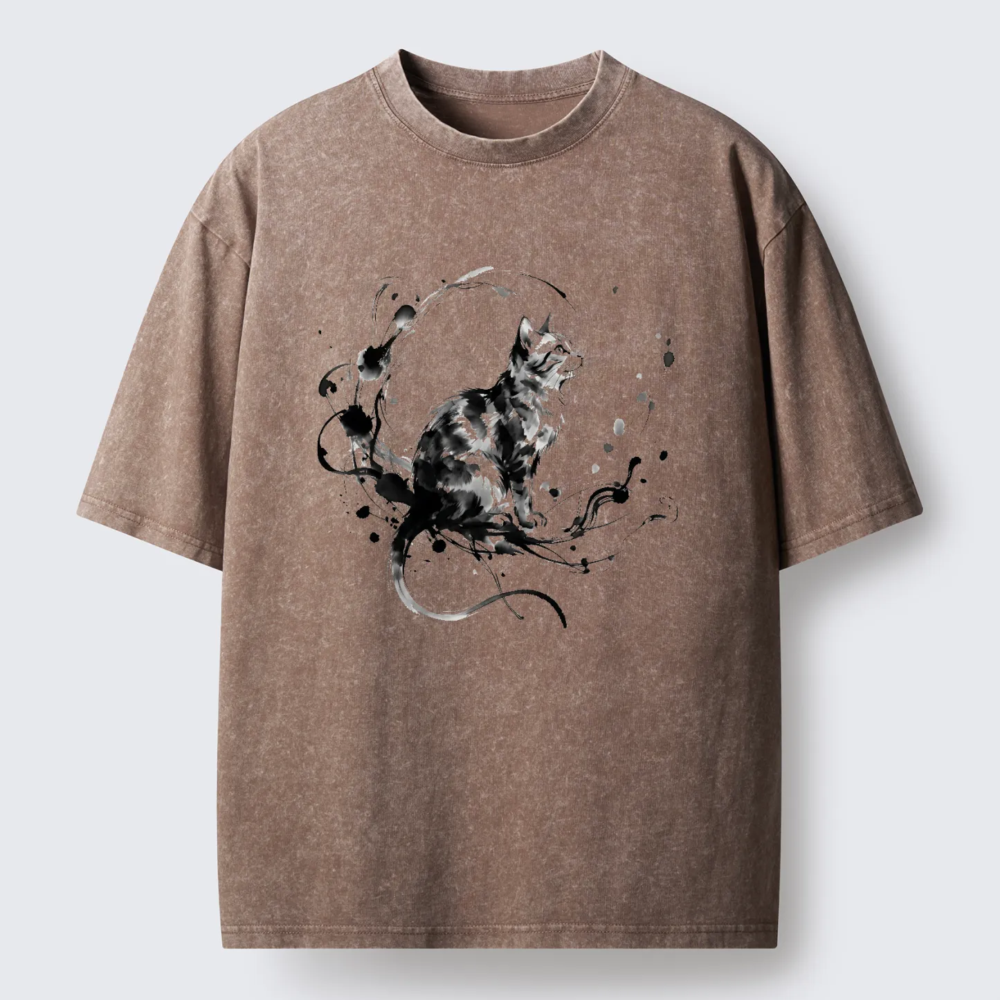 Tokyo-Tiger Ink Cat Washed T-Shirt