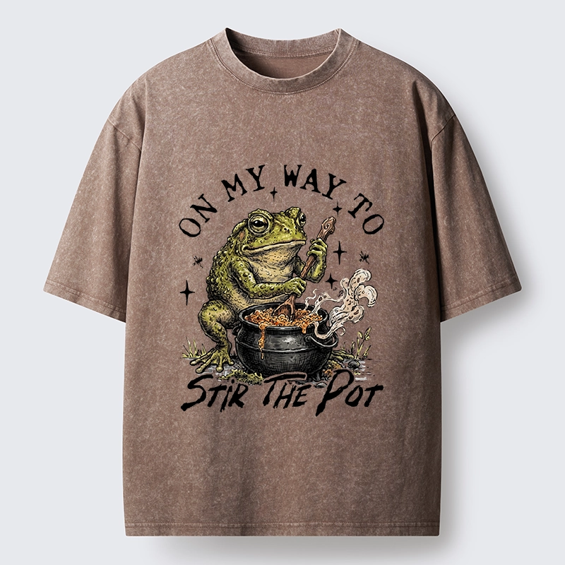 Tokyo-Tiger Frog On My Way To Stir The Pot Washed T-Shirt