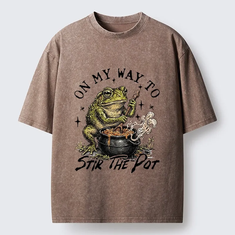Tokyo-Tiger Frog On My Way To Stir The Pot Washed T-Shirt