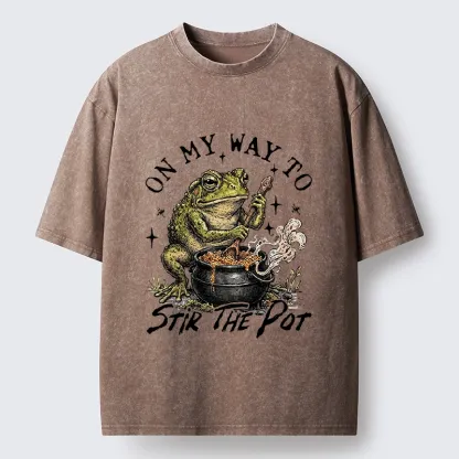 Tokyo-Tiger Frog On My Way To Stir The Pot Washed T-Shirt