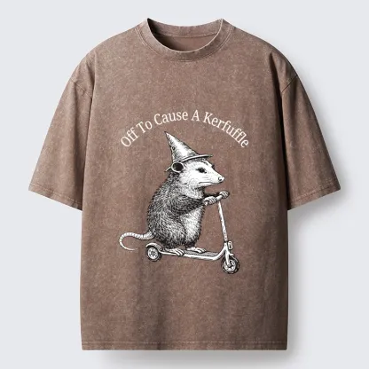 Tokyo-Tiger Opossum Meme With Witch Hat Washed T-Shirt