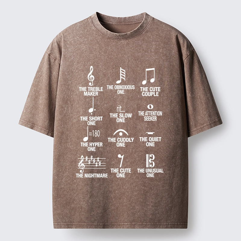 Tokyo-Tiger Musician With Note Types Washed T-Shirt